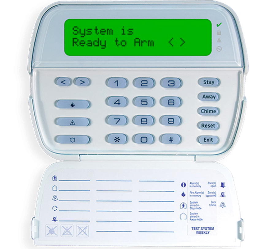 DSC alarm control panel with keypad